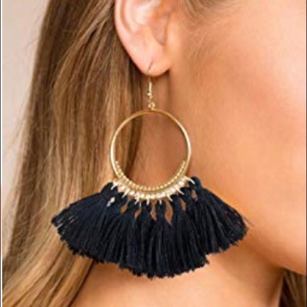 Black tassel earrings